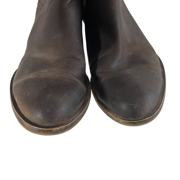 Invito Dark Brown Leather Ankle Boots Booties EU Size 37 Back Zip Basket Weave - Picture 5 of 8